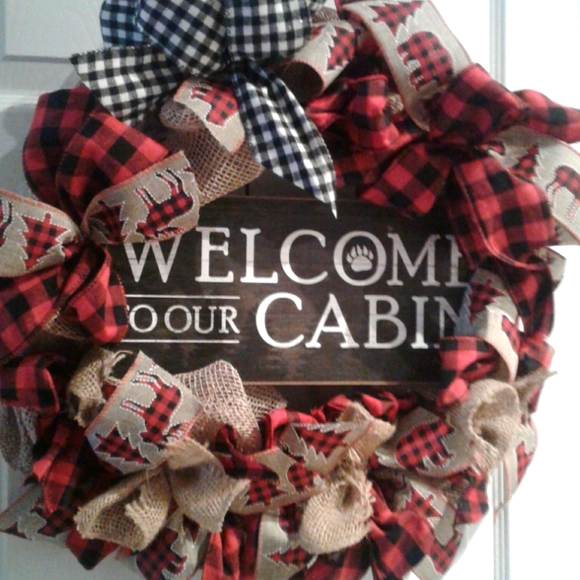 Hand Crafted Wreath Buffalo Cabin Woodsy Artisan FINAL SALE - Picture 4 of 4